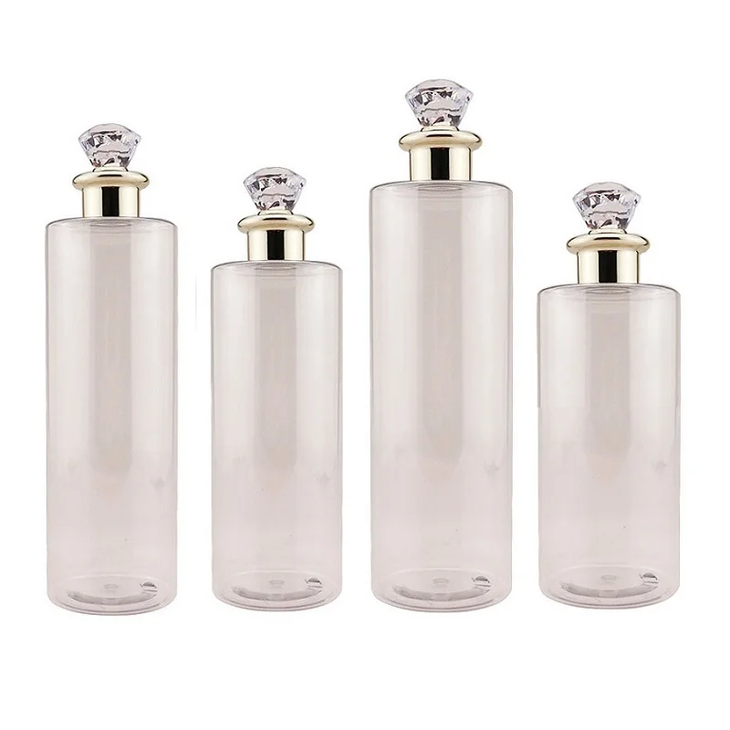 

10Pcs PET Plastic Toner Refill Bottle Empty Clear 100ml 120ml 200ml 300ml 400ml 500ml Gold Diamond Lid Lotion Bottle For Shampoo