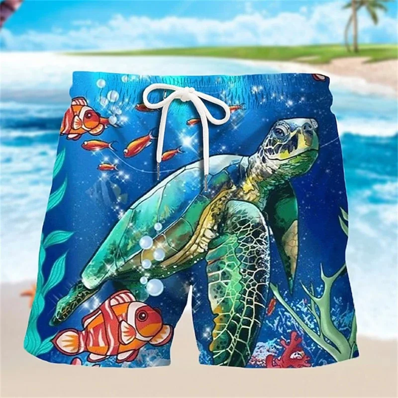 3D Printed Sea Turtle Board Shorts Men Women Marine Animal Pattern Beach Shorts Outdoor Fashion Casual Oversize Kids Swim Trunks