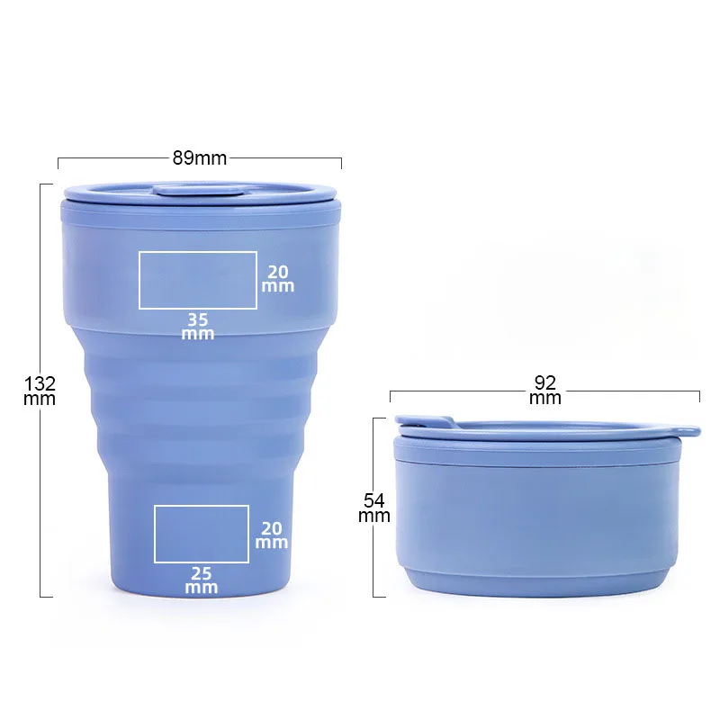 Reusable Silicone Collapsible Cups with Lid for Camping 375ml 16oz Portable Folding Coffee Cups for Travel -40-200C