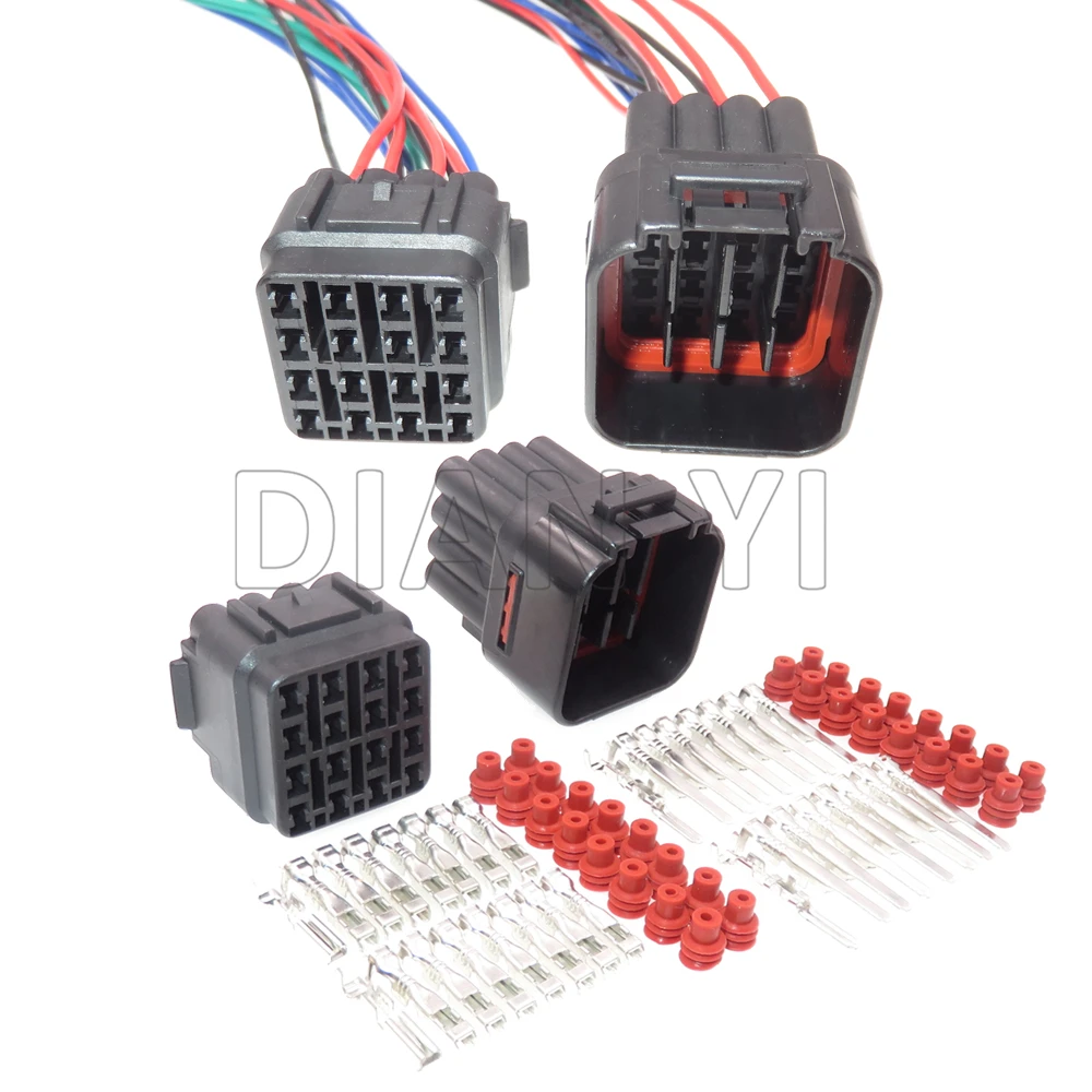 1 Set 16 Way Starter Auto Male Female Wiring Harness Socket 6181-6457 6185-0510 6188-0353 Car Headlight Waterproof Connector