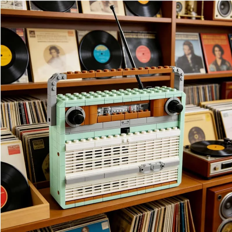 

Набор для творчества Spot 906PCS: ретро-радио из строительных блоков, модель для сборки, украшение, подарок на Рождество или день рождения для взрослых.