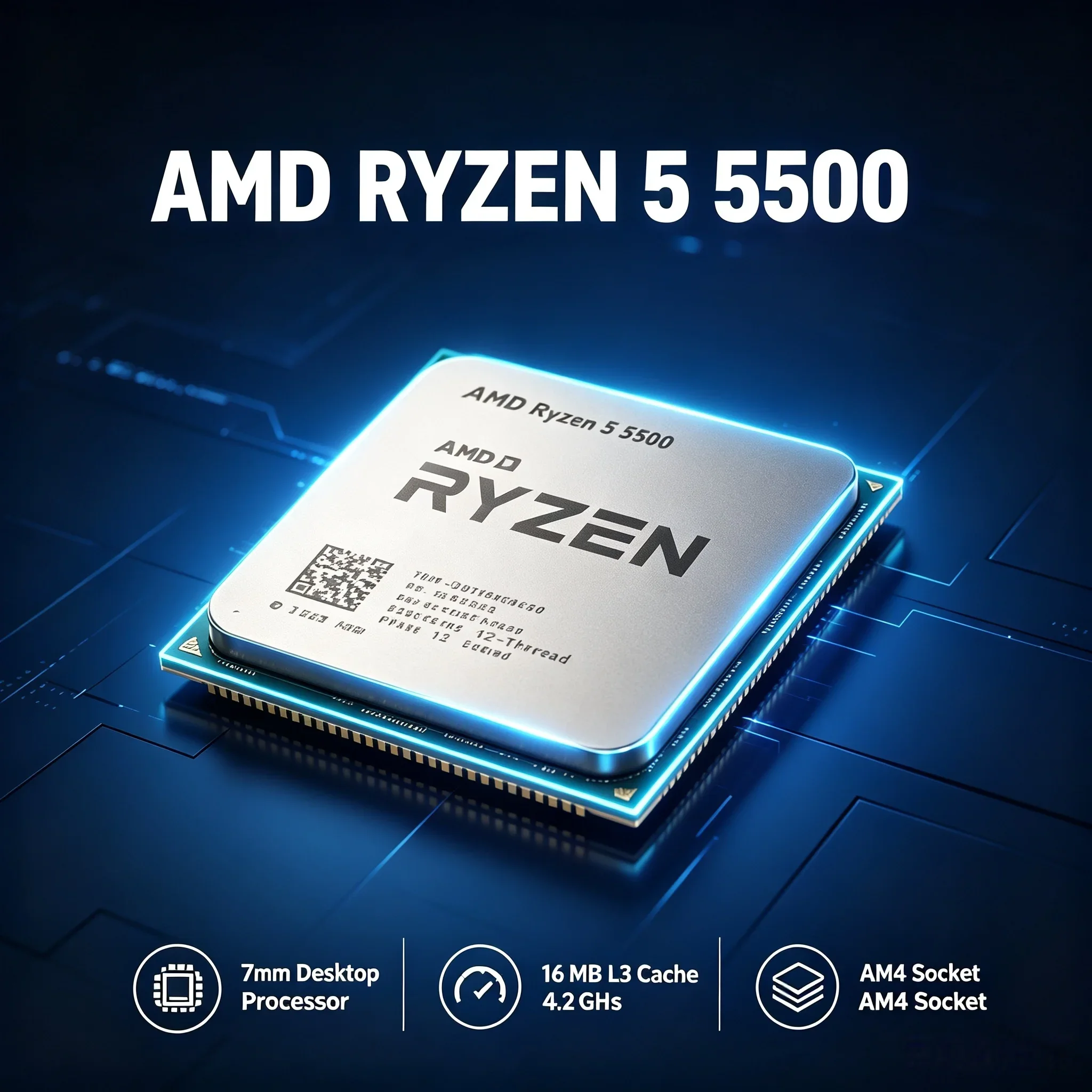 AM4 Platform Upgrade CPU AMD Ryzen 5 5500 R5 5500 6 Core 12 Thread 16MB L3 Cache 3.6-4.2GHz Desktop Processor Without Cooler