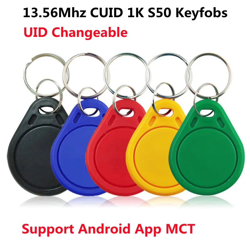 100Pcs 13.5MHZ CUID UID Changeable MF S50 1K IC Keys Keyfobs Token Tags S50 NFC Clone Copy Block 0 Writable14443A