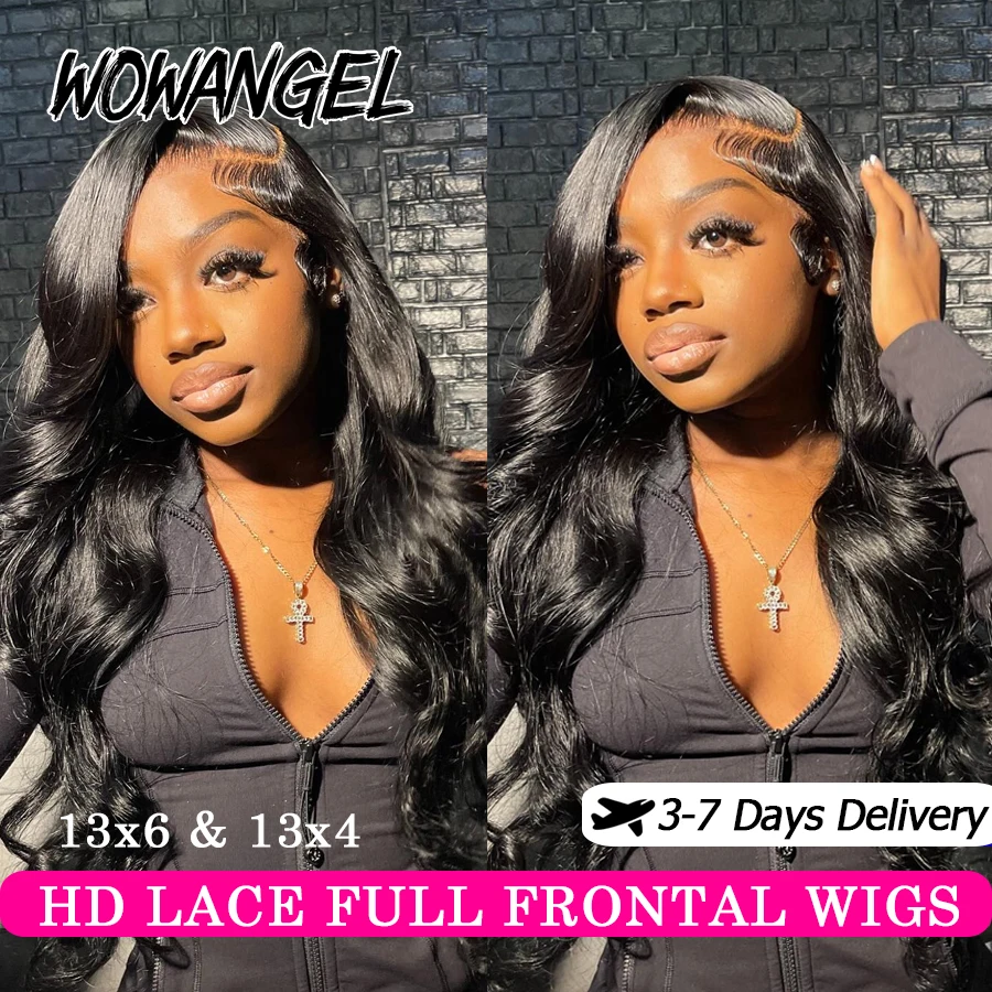 

Wow Angel HD Lace Wig 13x6 Human Hair Wigs Lace Frontal Wigs 13x4 Lace Frontal Body Wave 34 inches Invisible HD Lace Melt Skins