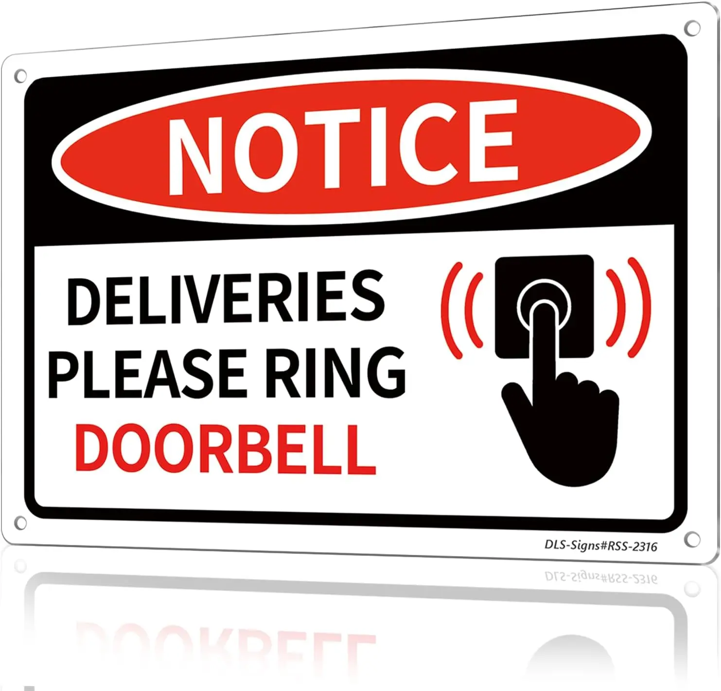Ring Doorbell Sign - 10 × 7 Rust-Free .040 Aluminum Metal Please for Yard Outdoor/Indoor Waterproof/UV-Protected