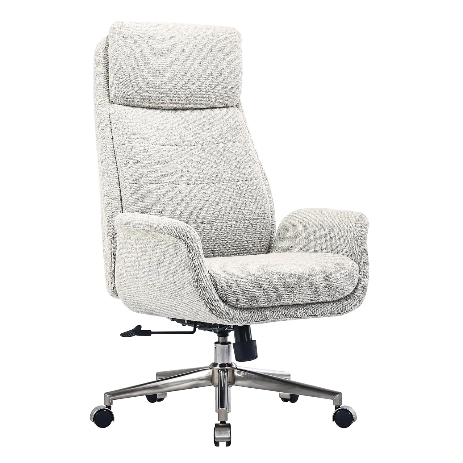 Modern Comfort Pizana Bouclé Fabric High-Back Executive Office Chair, Light Sand/Brushed Nickel, BIFMA Compliant