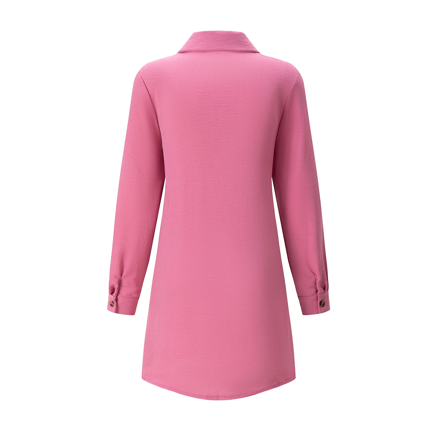 Frühling Sommer Damen Hemdkleid mit Umlegekragen, Locker Geschnittenes Übergroßes Midi-Kleid mit Knopfleiste und Seitentaschen, Lässiges Strandkleid – Detail 23