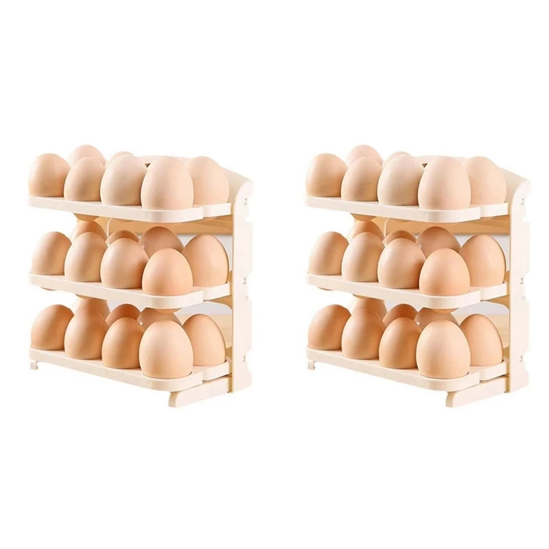 

2025 New Egg Rack Folding Egg Box Refrigerator Side Door Storage Rack Kitchen Egg Tray Multi-Layer Anti-Fall Egg Storage Rack
