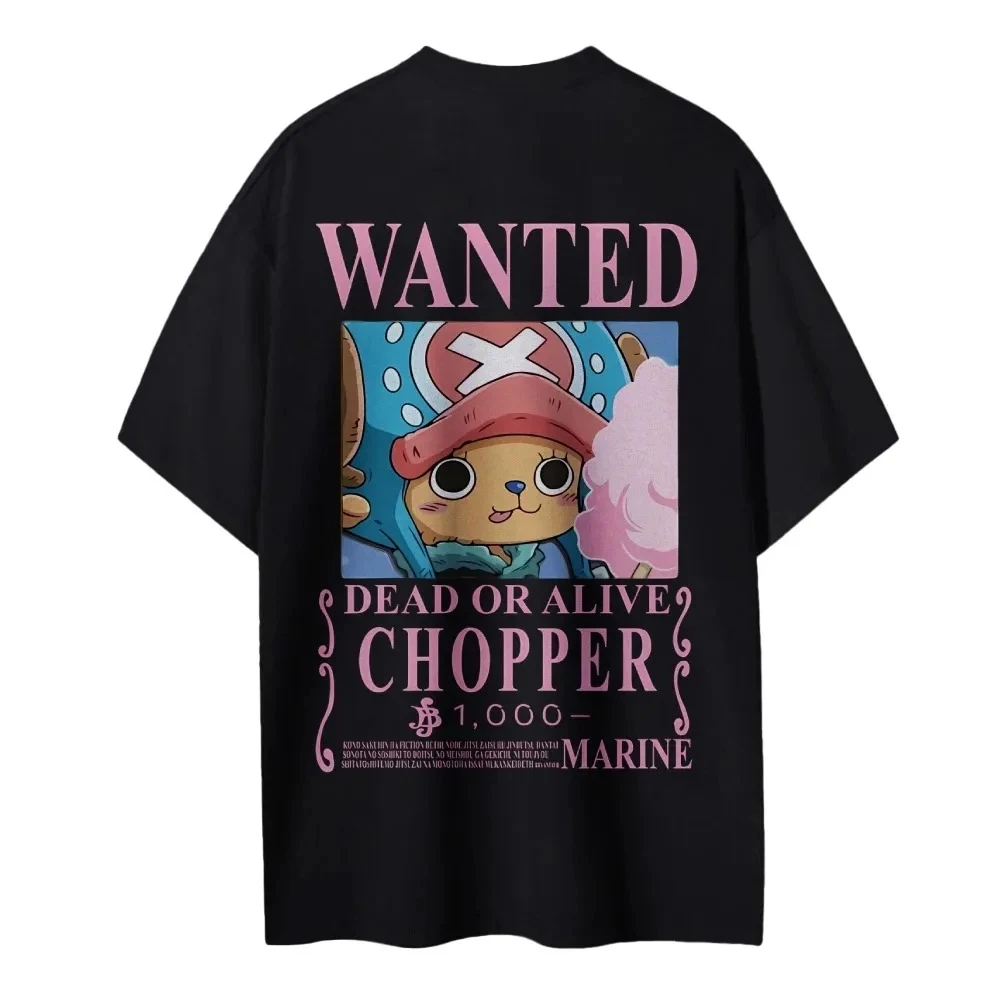 Image of One Piece T-Shirt für Herren, Sommer, Tony Tony Chopper, niedliche Anime-Grafik, kurzärmelig, übergroß, Streetwear, lockere Passform, Anime-Fan-T-Shirt
