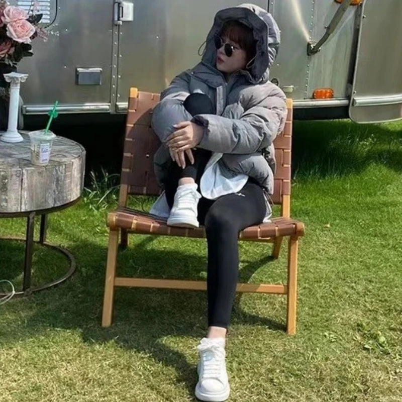 Winter New Korean Flower Bud Hat Down Jacket for Women Short Fit Loose Oversized Puffer Coat Thickened Cotton-Filled Outerwear