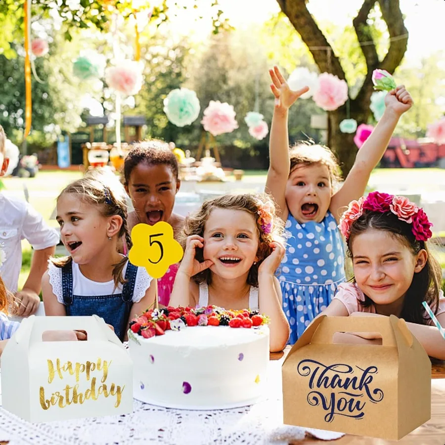 30 Pcs 9x6x6 Large Gable Boxes White Gift Boxes with Handles Bakery Boxes Treat Boxes Paper Lunch Boxes To Go Boxes for Birthda