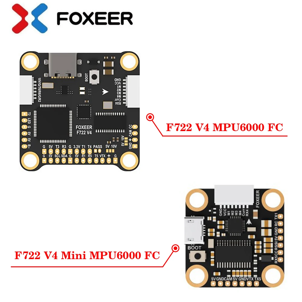 

FOXEER F722 V4/ F722 V4 Mini MPU6000 Flight Controller Barometer Dual BEC 16M Flash BlackBox 4-8/ 2-6S LIPO for RC FPV Drone