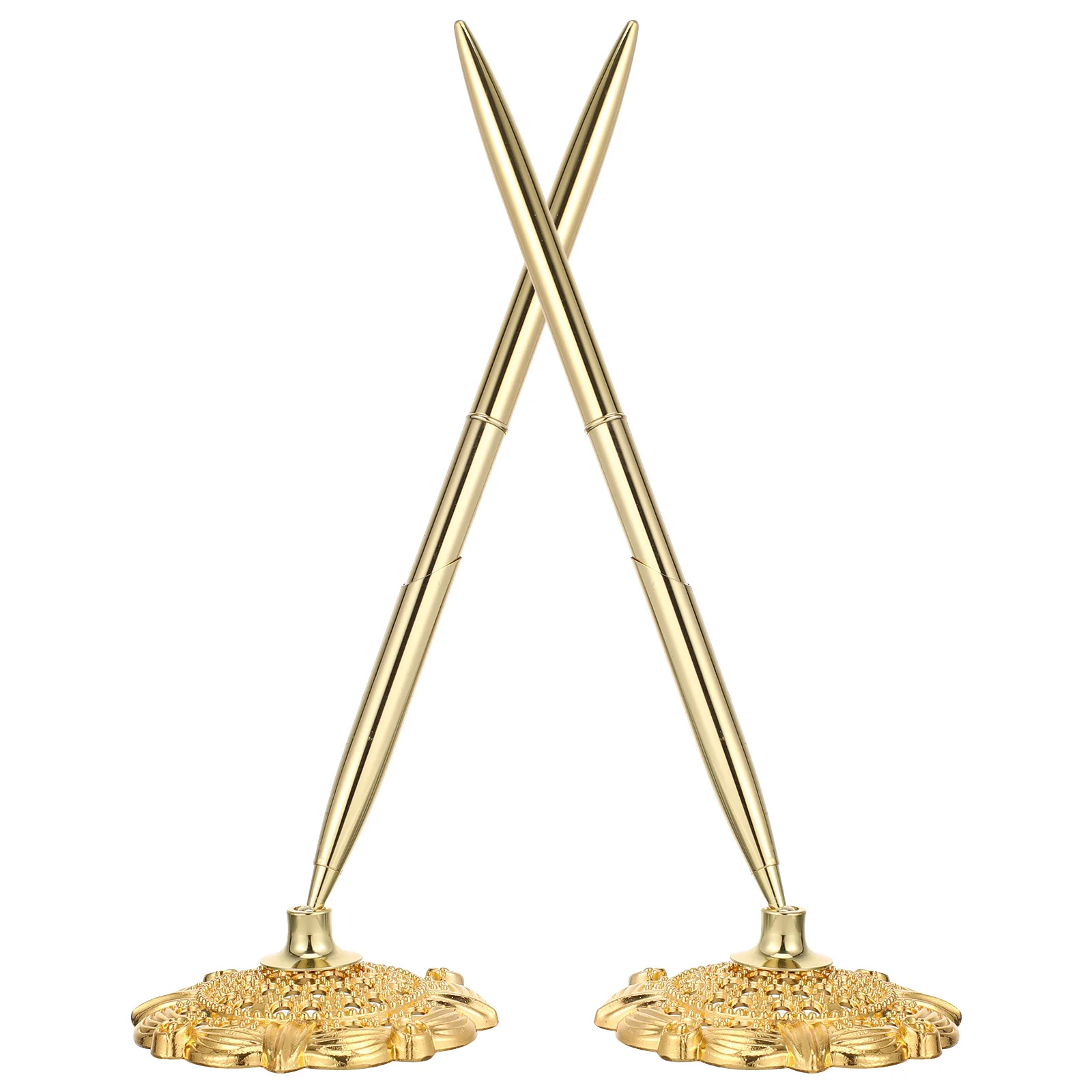 

2Pcs Desktop Ballpoint Pen Business Signature Pen Creative Standing Design for Conference Rooms Banks Hotels Pens