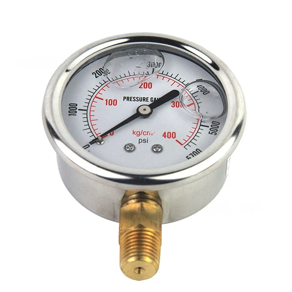 1/4 Inch NPT Mount 0-5000Psi Stainless Steel Pressure Gauge IP67 Waterproof Rating Stainless Steel Hydraulic Oil Pressure Gauge