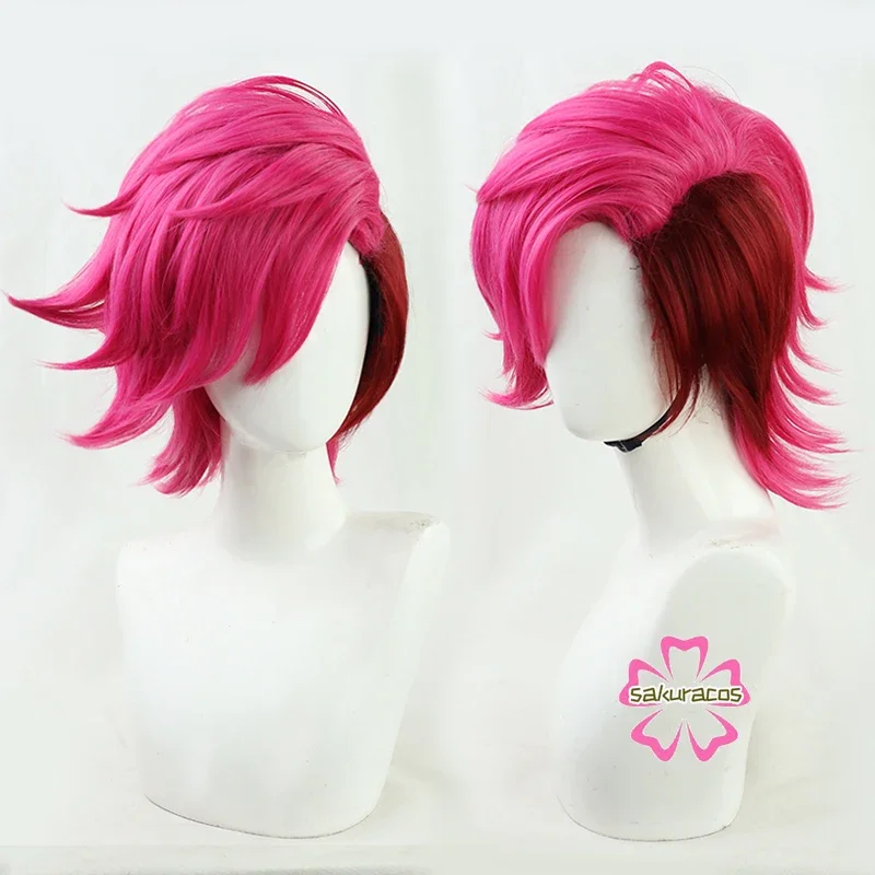 

LOL Arcane Vi Cosplay Wig Red Short Synthetic Hair Heat Resistant Halloween Costume Party Role Play Wigs + Wig Cap