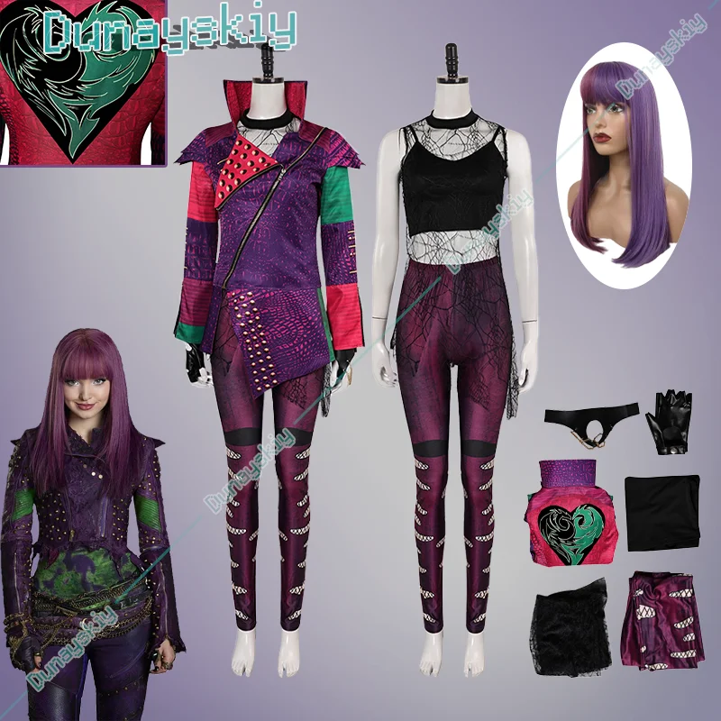 D-Descendants Cosplay Fantasia Mal Costume Disguise For Adult Women Jacket Pants Roleplay Outfits Halloween Carnival Party