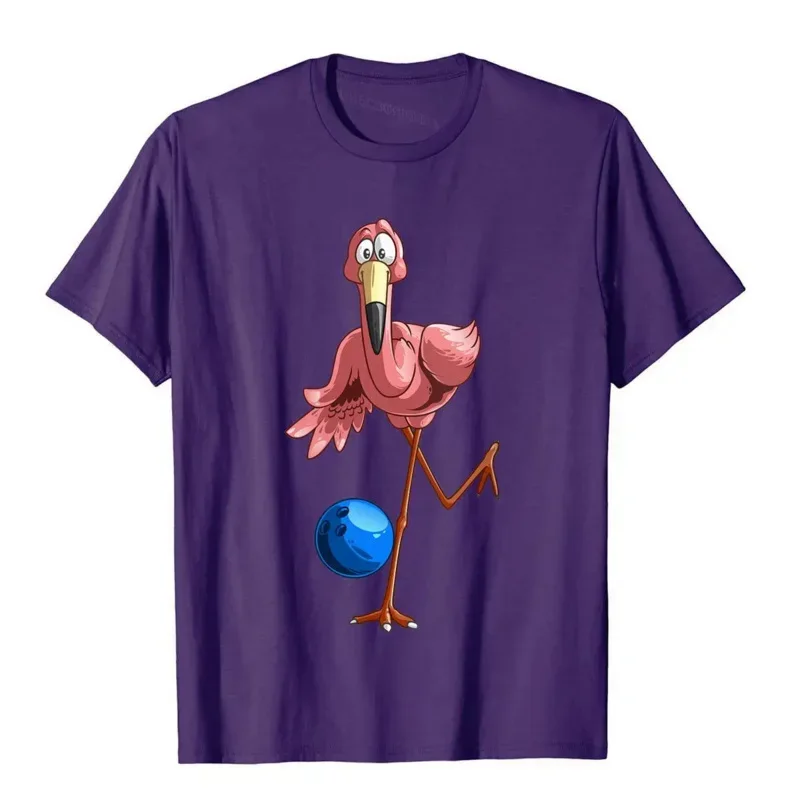 Womens Cool Bowling Flamingo Funny Shorebirds Lover Player T-Shirt Tops Tees New Arrival Printing Cotton Male Top T-Shirts