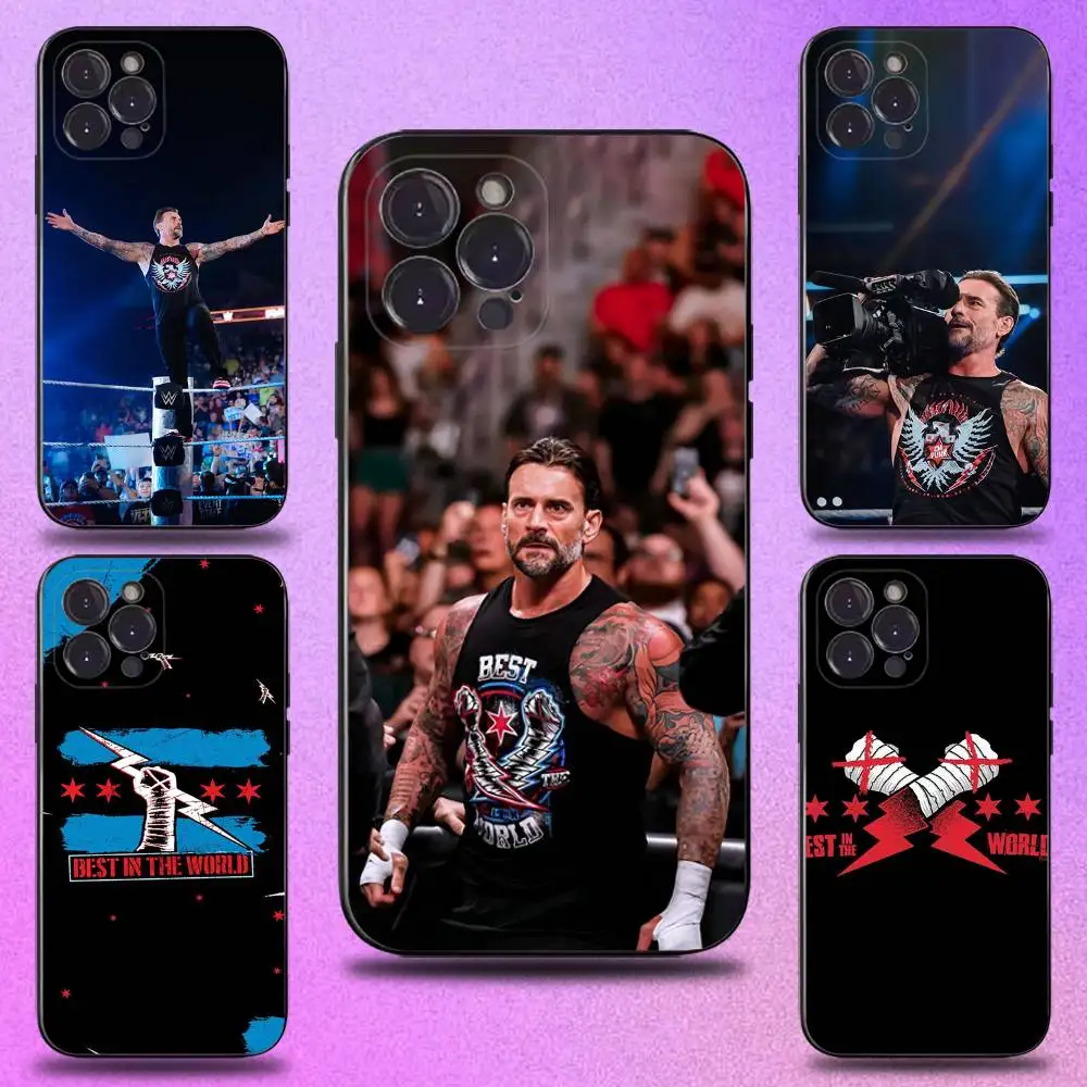 

WWE CM P-Punk Phone Case For iPhone 16,15,14,13,12,11 Plus,Pro Max,XS,X,XR,SE,Mini,8,7,Soft Silicone Black Cover