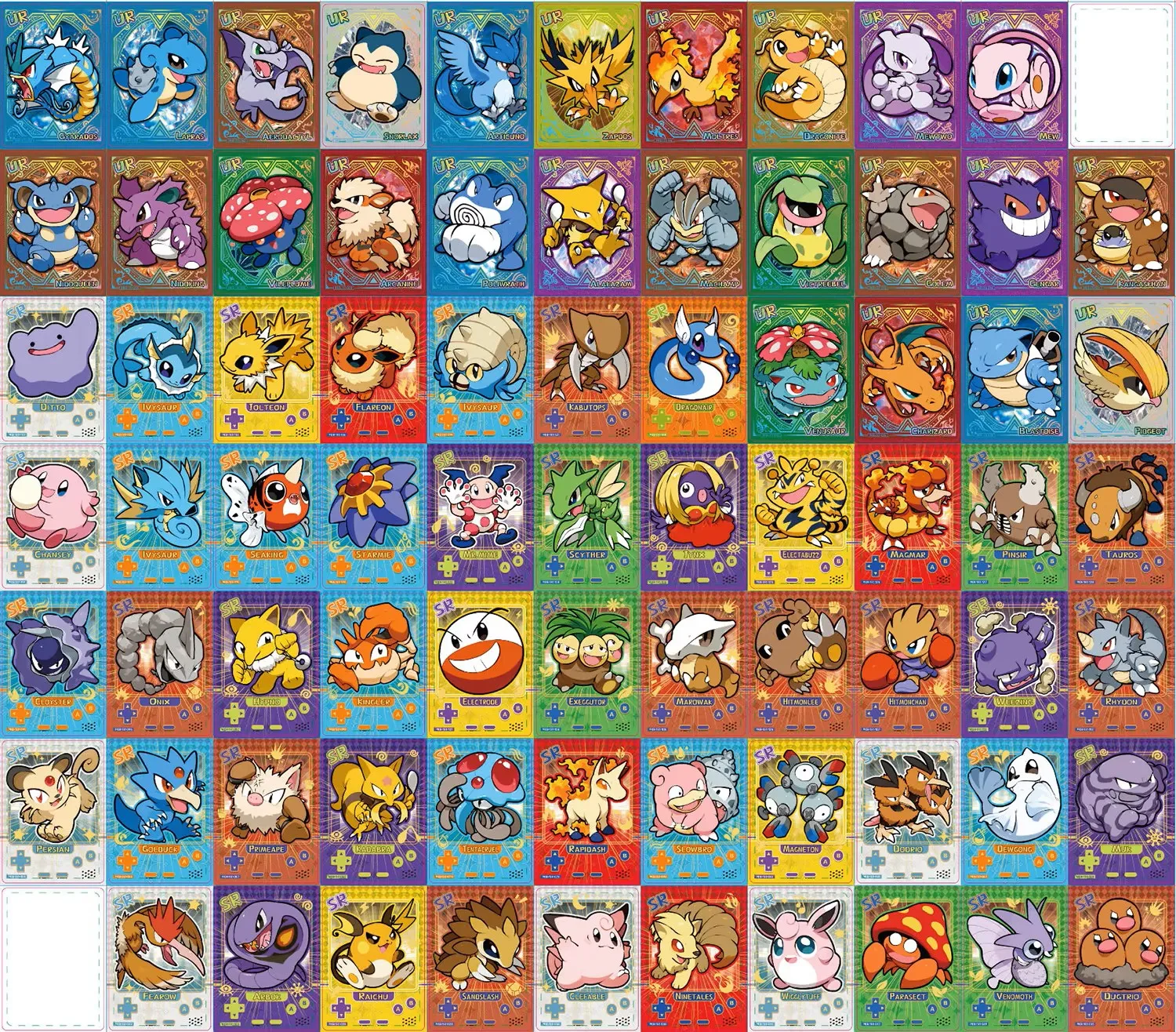 60Pcs Blind Box Vol1 2 PokeBaBy Cute DIY Card Pocket Monster Holographic 1996 Q151 Anime Version Classical Collection Card