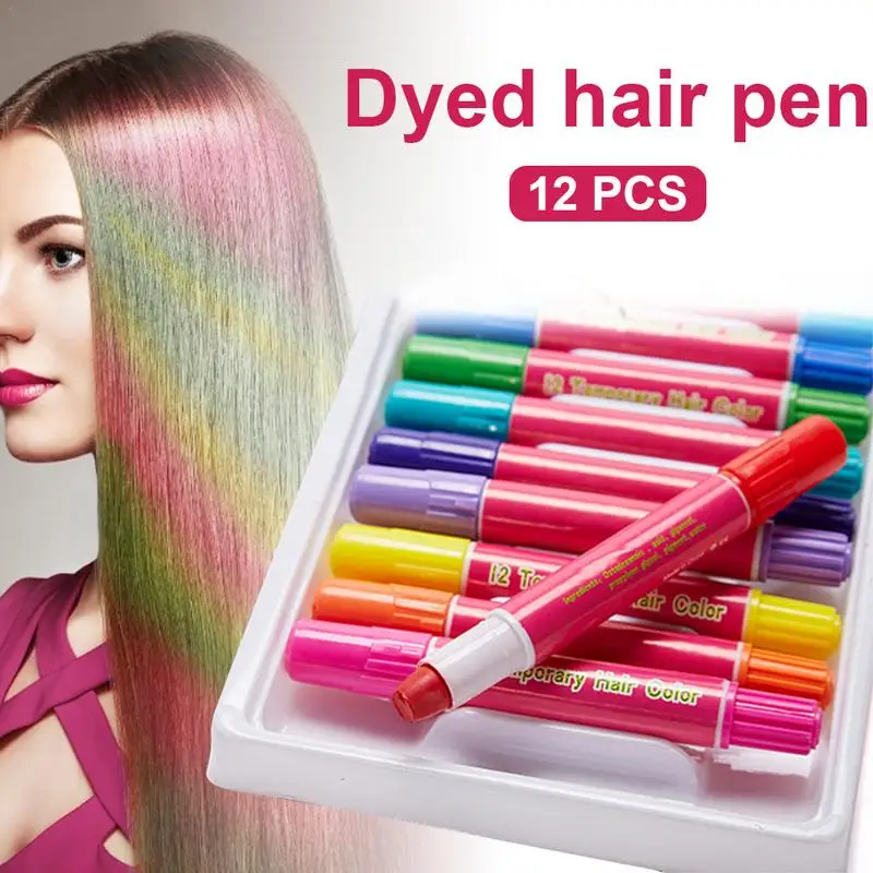 

12 Color Temporary Hair Coloring Chalk Washable Hair Dye Styling Tools For Kids Girls Teens For Christmas Party Cosplay Makeup