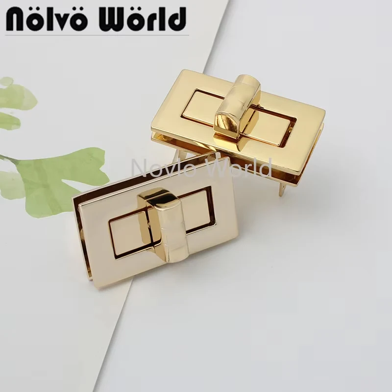 10-50 pieces 40*23mm Rose Gold Color Rectangle Shape Turn Lock For Woman Bag Twist Lock Chains Bag Accessories