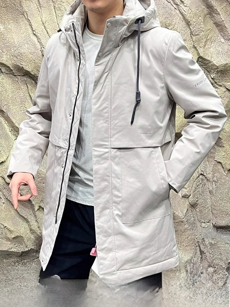 

Men's Outdoor Windproof Waterproof down Jacket Hooded Duck down 90% Filling Level 1K Casual Style Thickened Polyester Fiber