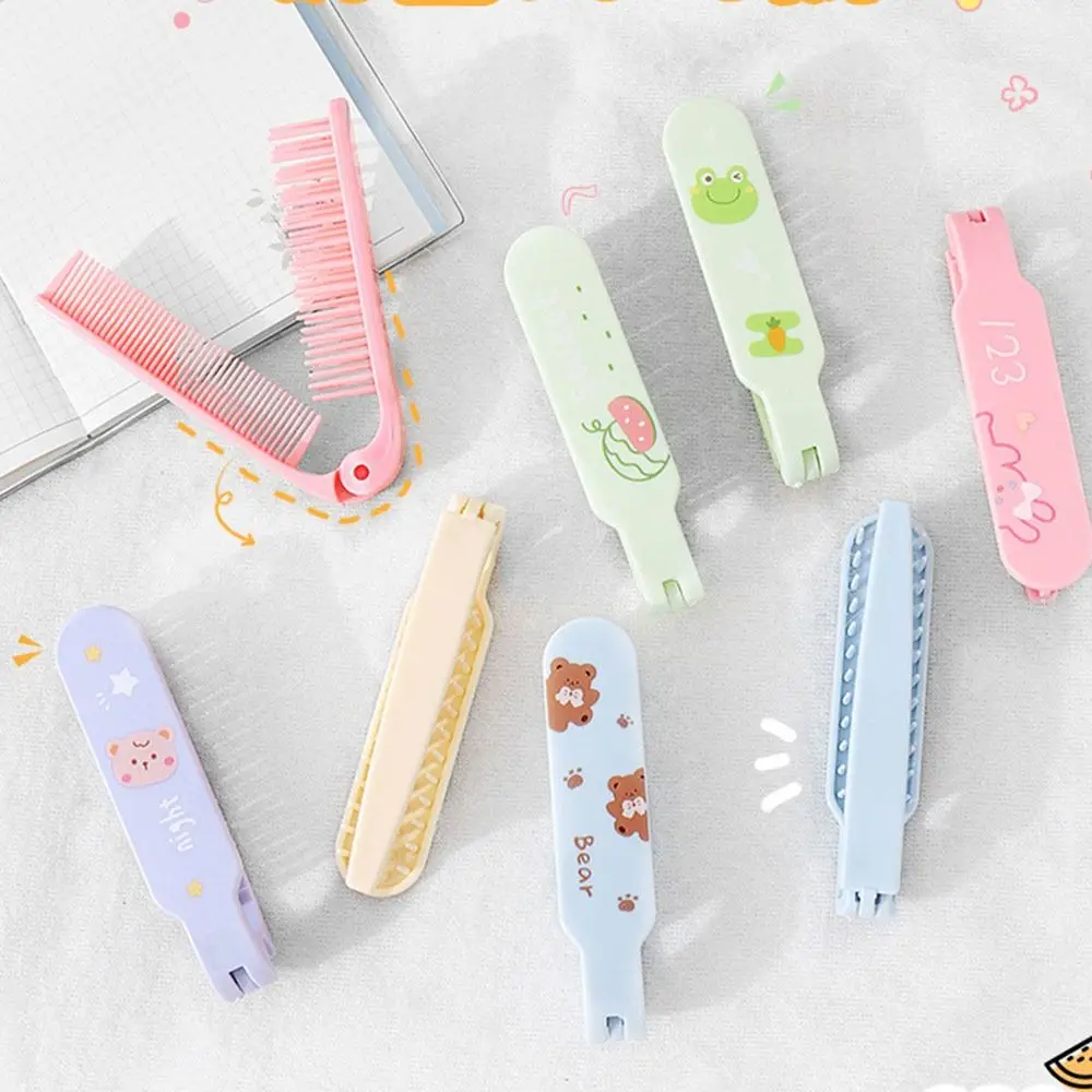 

Pocket Hairbrush Cute Cartoon Folding Hair Comb Portable Anti-Static Fine-toothed Comb Hairdressing Dual Use Bangs Combs Women