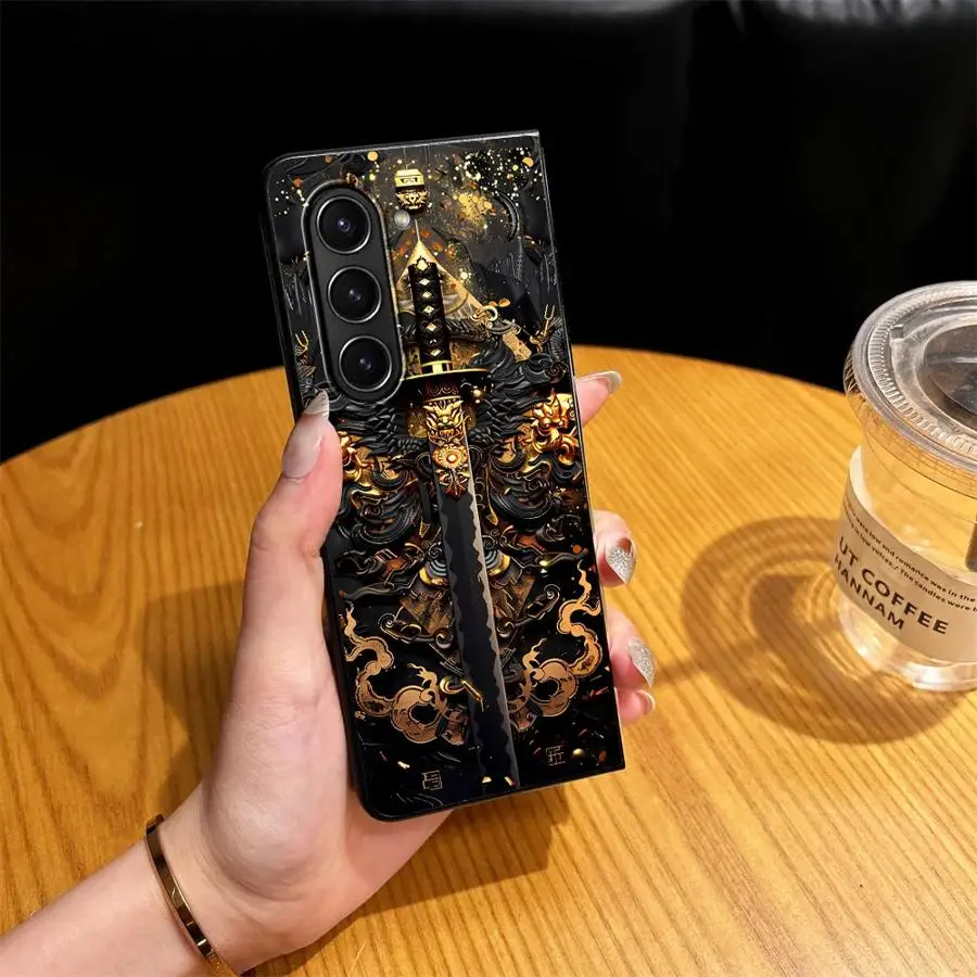 Warrior Sword Golden Dragon Phone Cover Case for Samsung Galaxy Z Fold 8 Ultra ZFold5 ZFold6 ZFold4 ZFold3 Z Fold 7 6 5 4 3