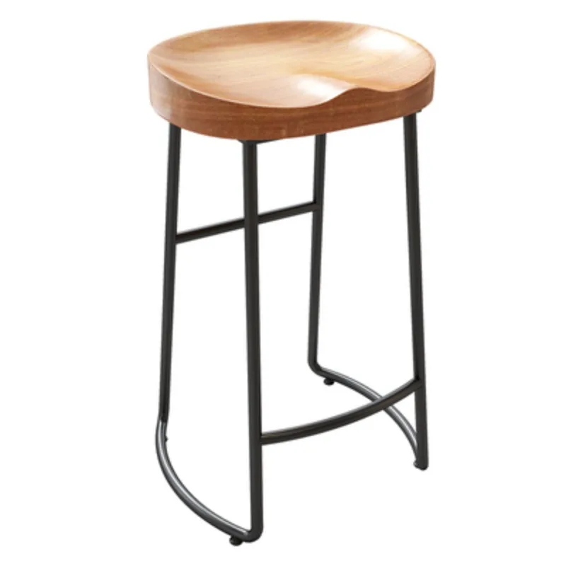 

Nordic Home Solid Wood Bar Stool Front Desk Coffee Leisure Chair Iron Art High Bar Stools for Kitchen Stylish and Sturdy