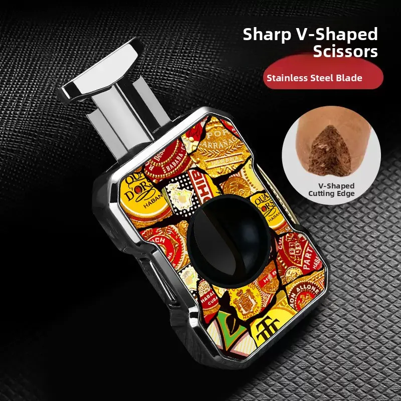 Cuban Cigar V-Notch Sharp Stainless Steel Blade Double-Sided Exquisite Creative Shape V-Cut Cigar Scissors Premium Quality