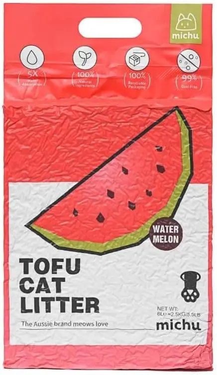 

Natural Clumping Tofu Cat Litter, Fast Scoopable 5.5lb/88oz Watermelon Scent, 3 Pack