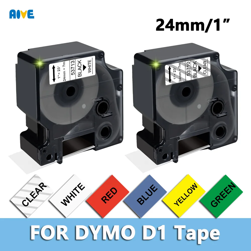 

1" 53718 Compatible Dymo D1 Label Tape 24mm Black on White 53713 53710/S0720920 53716/S0720960 53717 for LabelManager 450D 500TS