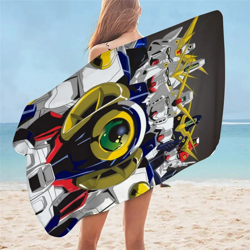 Toallas de baño suaves con estampado de alas de Gundam, toalla de microfibra para el cabello de la cara, toalla de playa cómoda para nadar