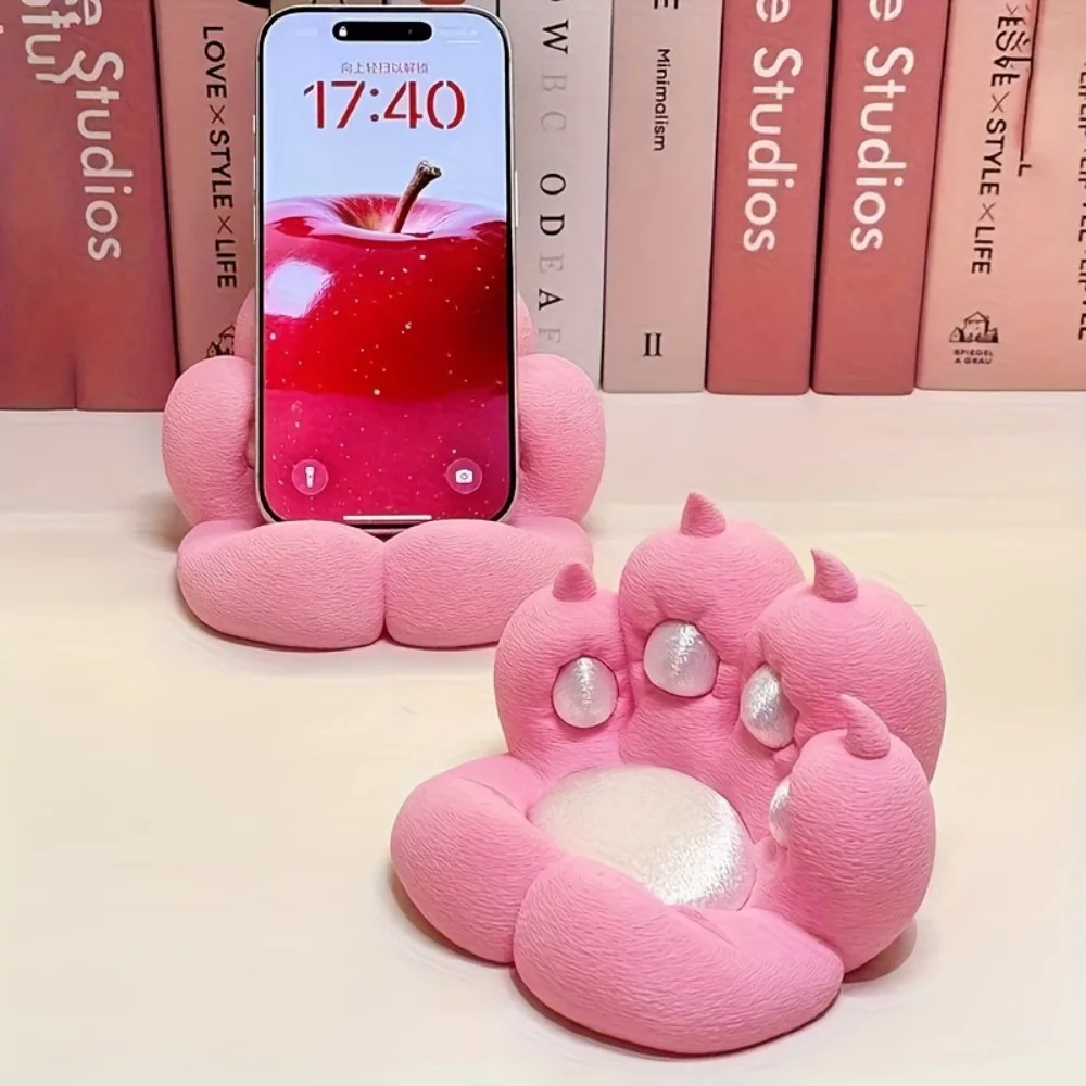 Cute Cat Paw Phone Stand 3D Printed Rainbow Gradient Desk Decorative Holder for Smartphone Tablet IPad Stable Support Gift 1PC
