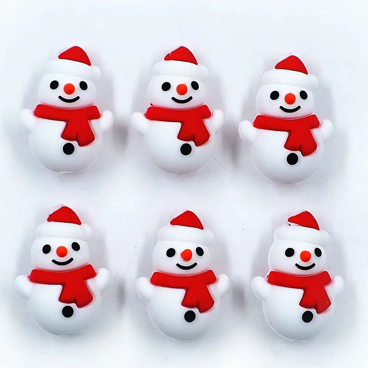 Chenkai 50PCS 3D Snowman Silicone Focal Beads For Beadable Pen Christmas Silicone Charms for Pen Keychain Making Characters