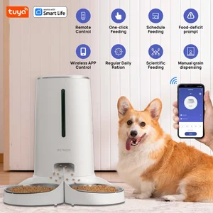 2 مغذيات أوتوماتيكية للقطط من Cat WiFi، موزع طعام للقطط سعة 4 لتر مع التحكم في التطبيق، أوعية مزدوجة من الفولاذ المقاوم للصدأ، أجهزة إنذار منخفضة الاستهلاك أفضل 6 أجهزة لسرقة Wifi للمبيعات - رقم 6