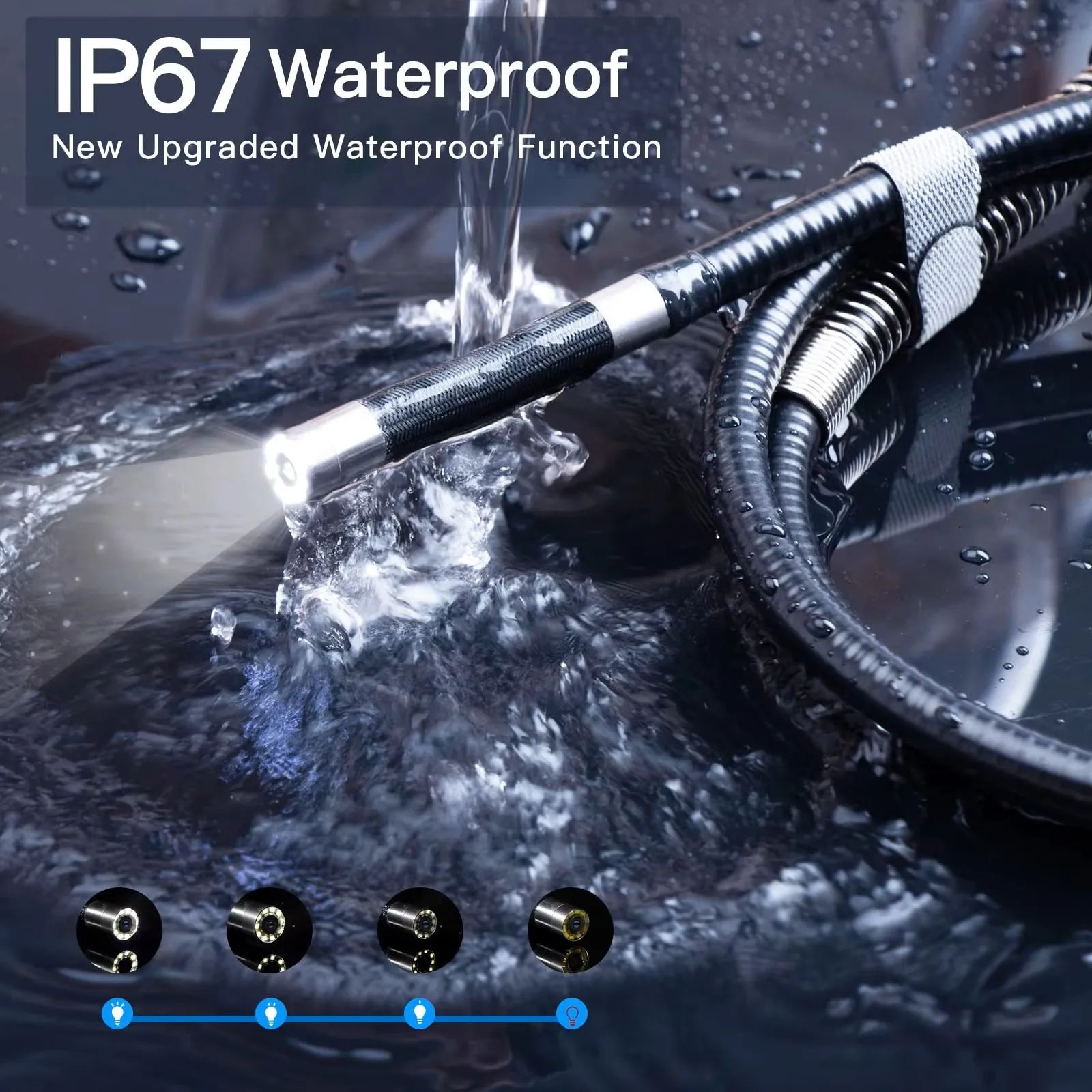 Ralcam 2-Way Articulating Borescope، كاميرا المنظار عالية الدقة 6.2 مم 1080 بكسل مع 6 مصابيح LED، كاميرا فحص صناعية لنظام IOS وAndroid