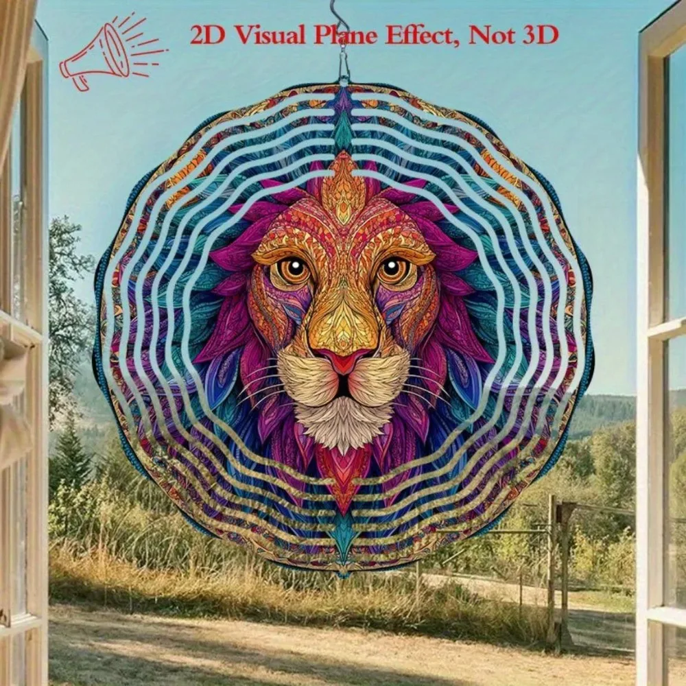 

Metal Kinetic Wind Spinner Garden Decor Vibrant Lion Yard Art Outdoor Patio Ornament