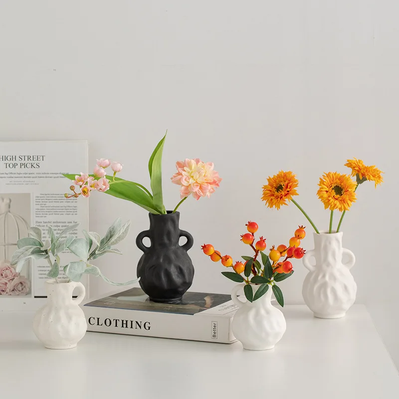 

White ceramic decoration dried flowers flower vases living room flower arrangement dining table foyer decorations home decor