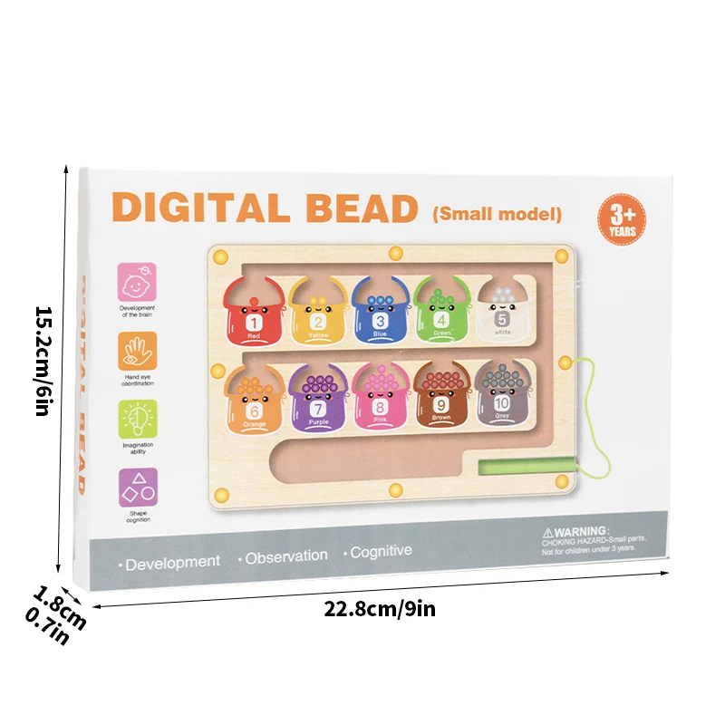 Toddler Montessori Toys 2 in 1 Wooden Magnetic Color & Number Maze With Drawing Board Color Sorting Counting Matching Toy