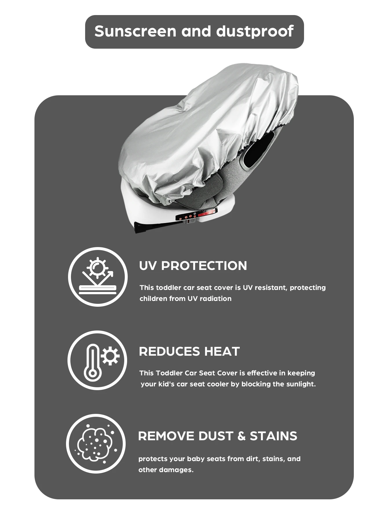 Universal baby car seat sun shade cover — UV & heat protection 4