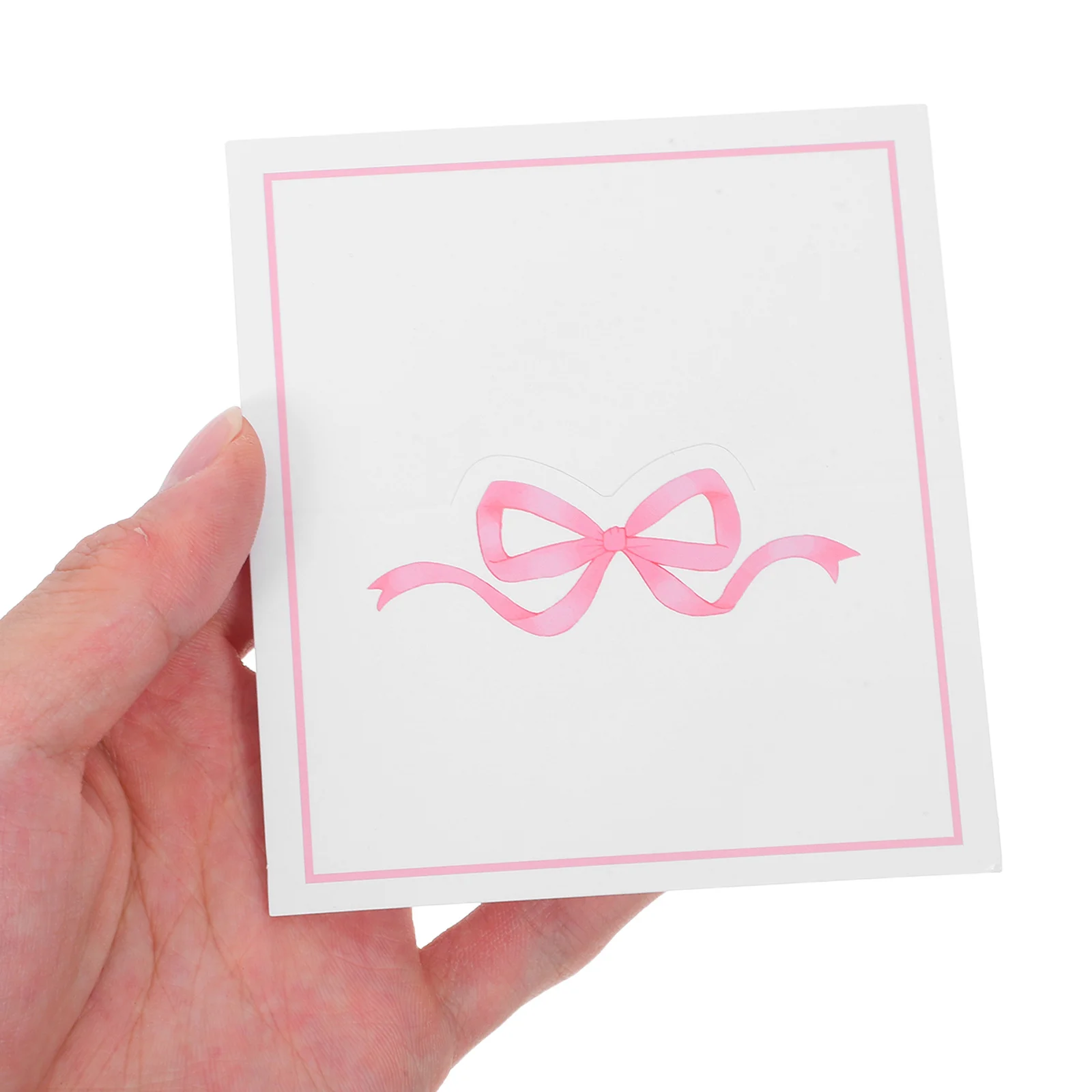 

100Pcs Wedding Place Cards Pink Bow Knot Scalloped Tent Name Cards Blank Seat Assignment Labels for Party Table Setting