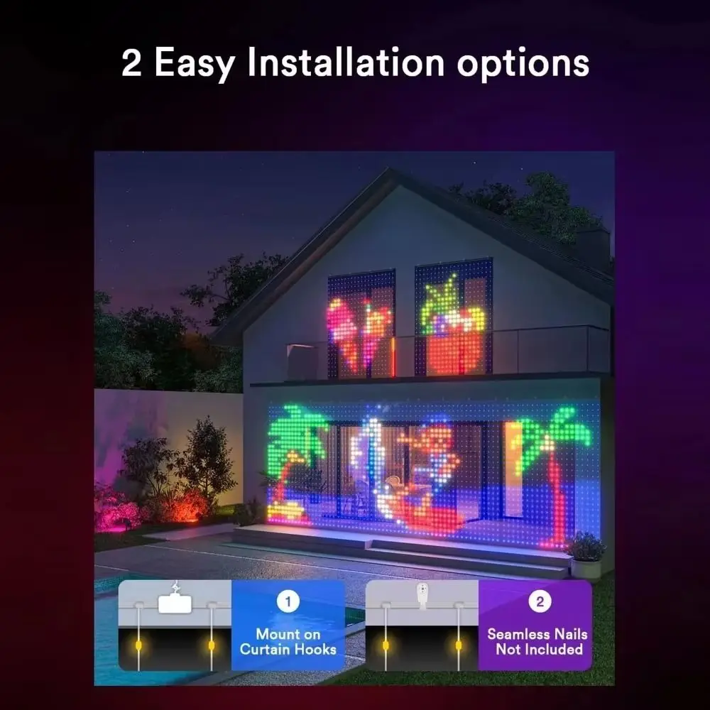 APP Controlled Fairy String Lights DIY Pattern Music Sync RGB Pixel Lights Timer Function USB Powered LED Curtain Lights