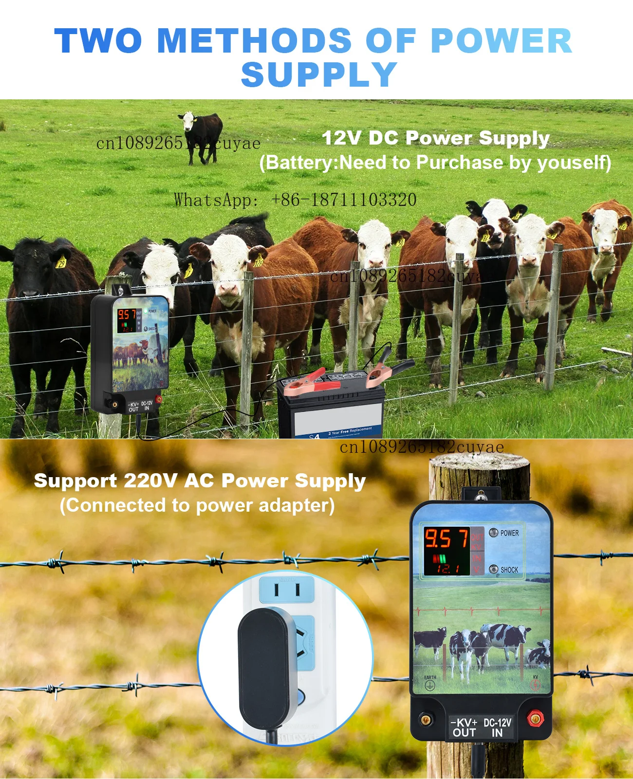 for Farm Animals Livestock Horse Poultry Shepherd Fence Tool 10KM Electronic Fence Energizer 6.2Miles Fence Charger Controller