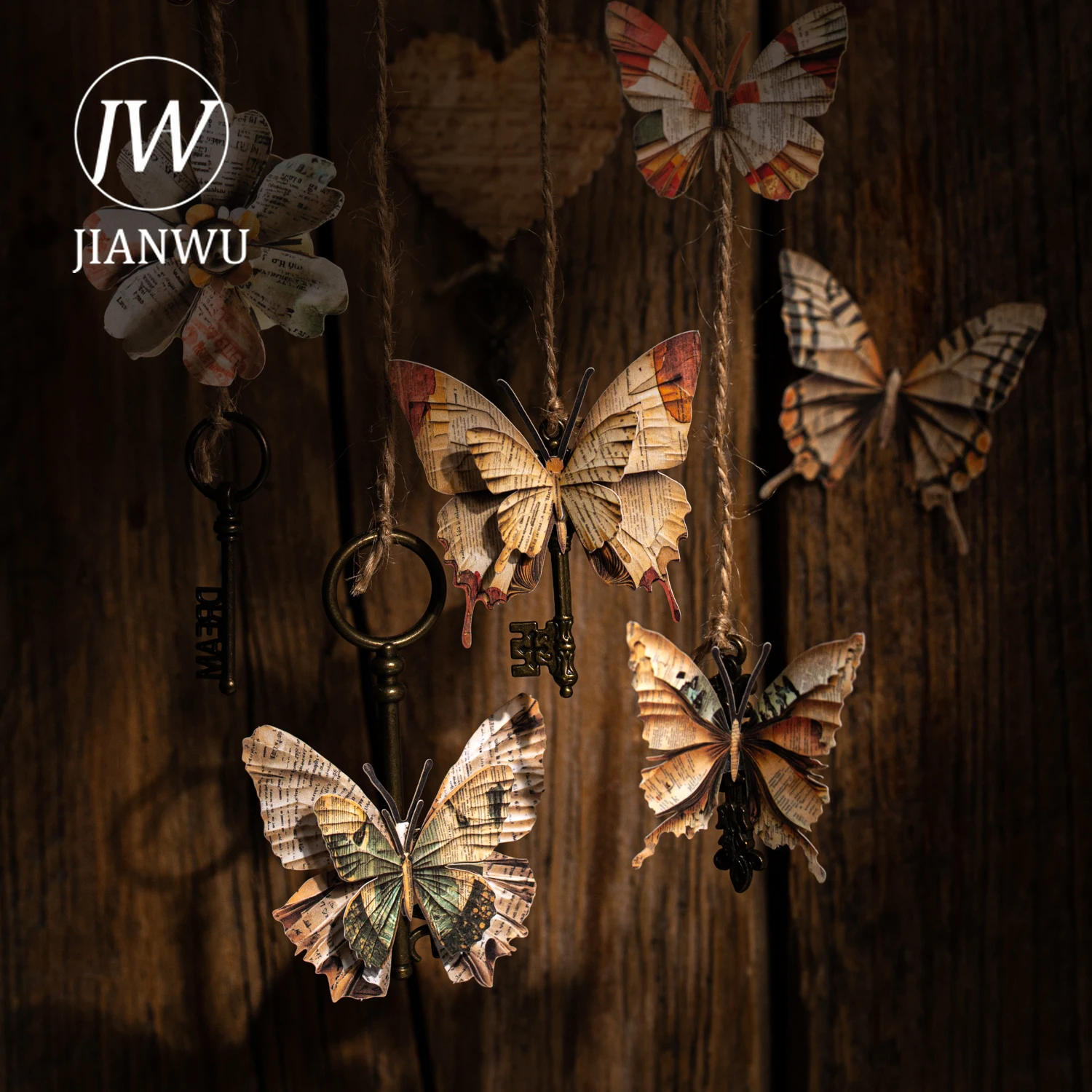 Jianwu carta através do tempo série vintage borboleta flor paisagem material colagem adesivo criativo lixo diário papelaria