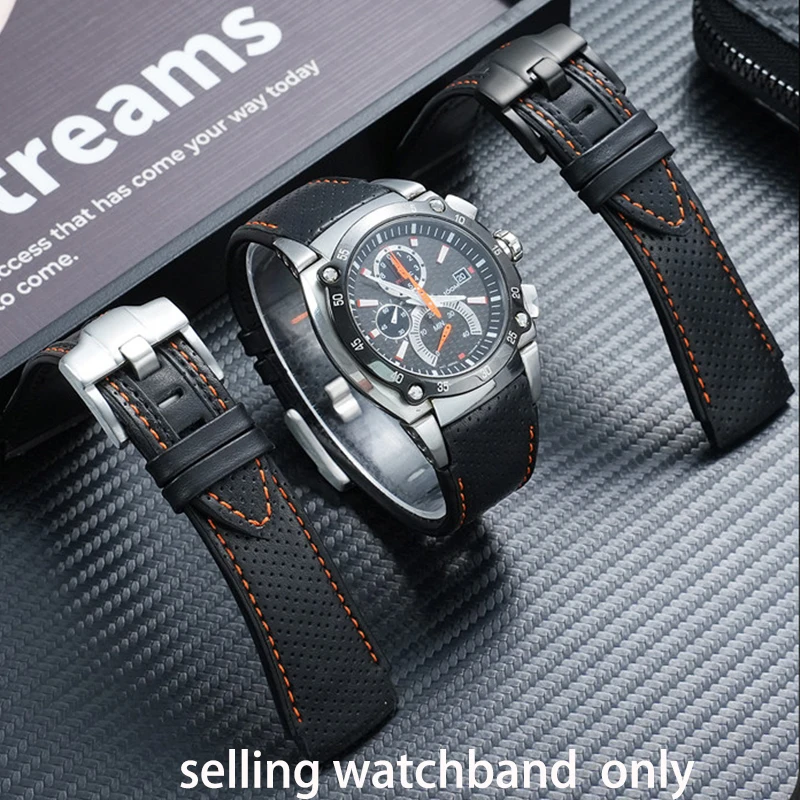 

22MM leather watch strap with raised mouth for SEIKO Premier series SPC003/039 SNJ021 SNA749 leather watchband men's wristband