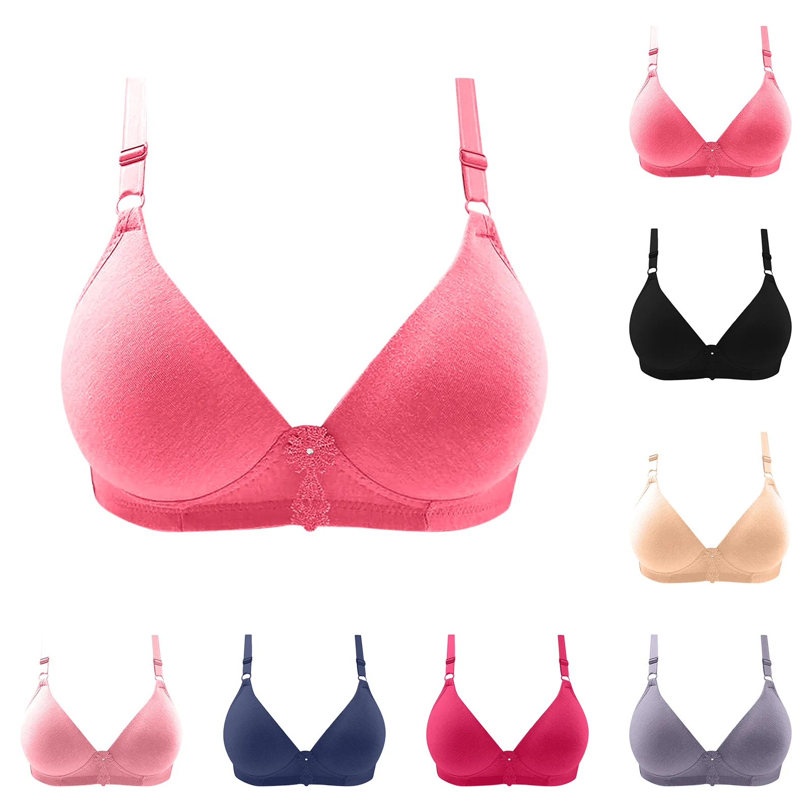 حمالات صدر نسائية خالية من الأسلاك مصنوعة من أقمشة صديقة للبشرة تصميم بسيط زهور رقيقة مناسبة للارتداء اليومي في جميع الفصول