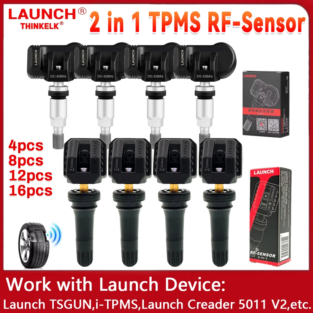 LAUNCH X431 2 In 1 TPMS RF-Sensor 315MHZ & 433MHz Automotive Car Tire Pressure Repair Tool Support Tire Pressure Programming