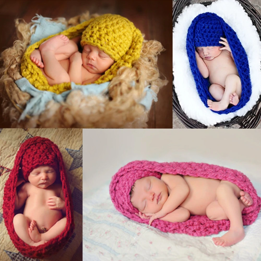 Personalized Babys Knitted Hat Sleeping Bag Design  Photograph Accessories Props Newborn Growth Souvenirs Baby Shower Party Gift