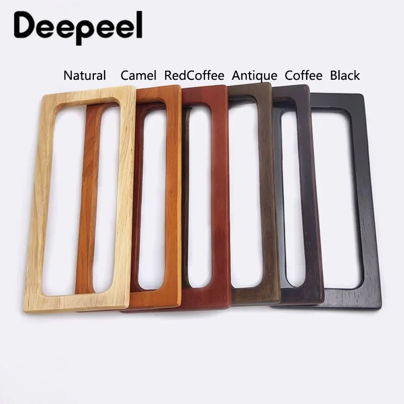 2Pcs Deepeel 20cm/14cm Square Wooden Bags Handle DIY Sewing Brackets Purse Frames Kiss Clasp Handbag Handles for Bag Accessories